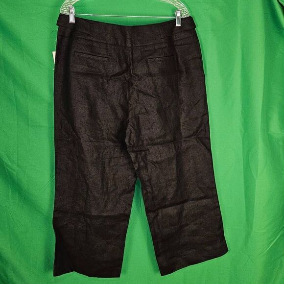 NWT Talbots Womens Black Pure‎ Irish Linen Wide Leg Crop Pants 14 - Picture 2 of 6